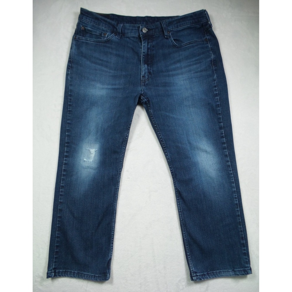 Levis 514 Mens Jeans Size 36 x 29 Blue Denim Straight Leg Distressed Stretch